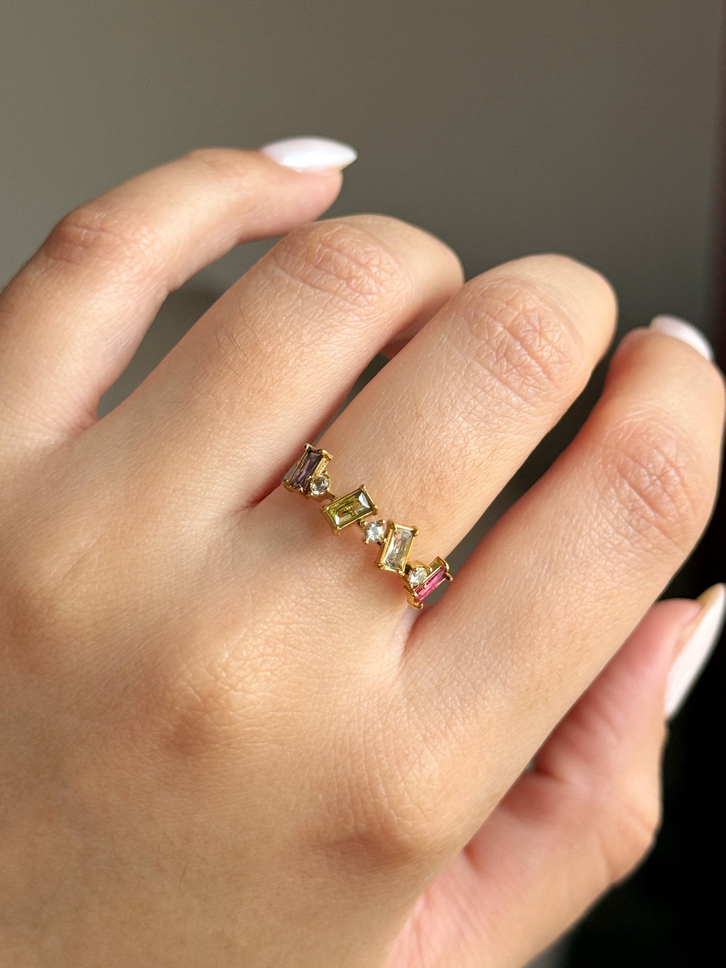 Anillo zirconias multicolor