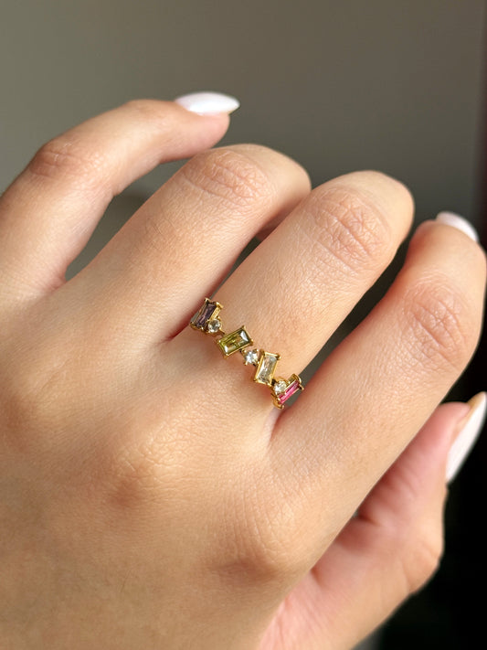 Anillo zirconias multicolor