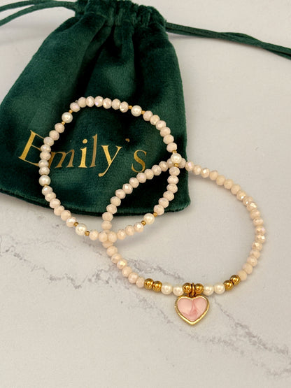 Dúo Corazón Rosa Pastel