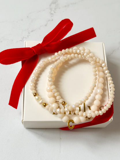 Set pulsera de cristales con inicial 3D