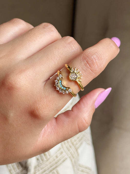 Anillos Sol y Luna full dorado