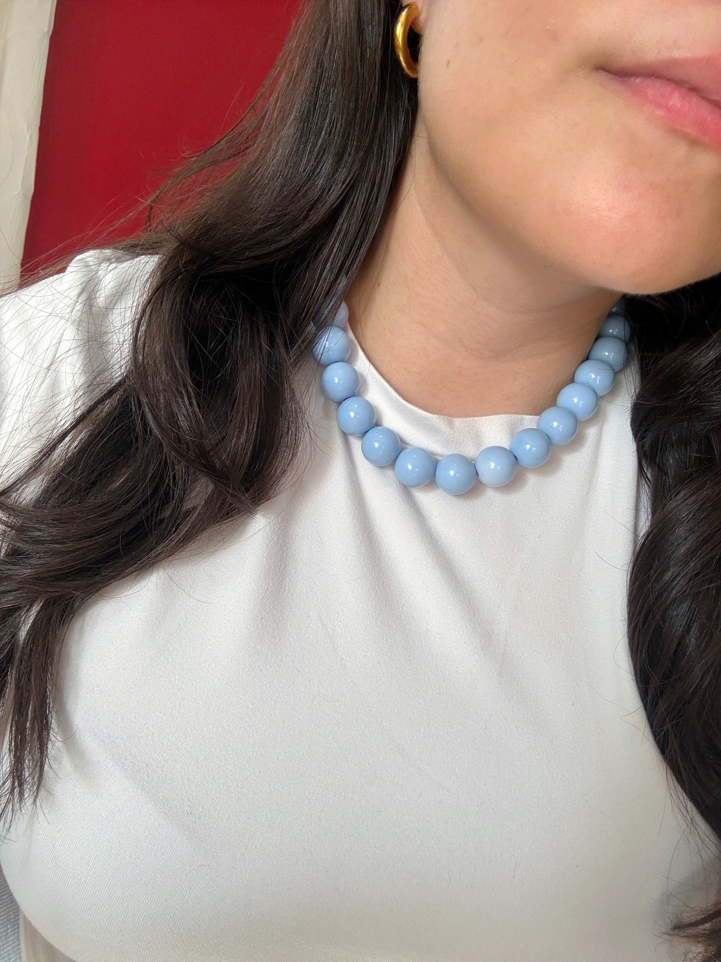 Collar bola de chicle celeste