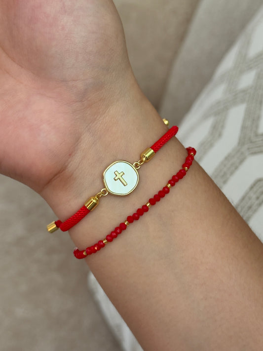 Brazalete medalla cruz dorada