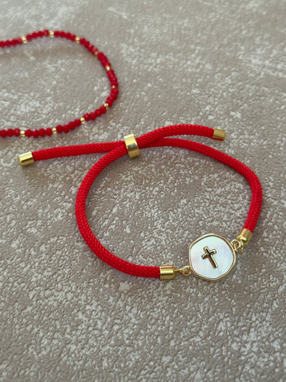 Brazalete medalla cruz dorada