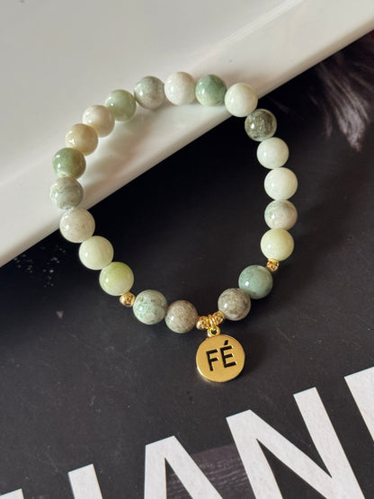 Pulsera de agatas con medalla de fe
