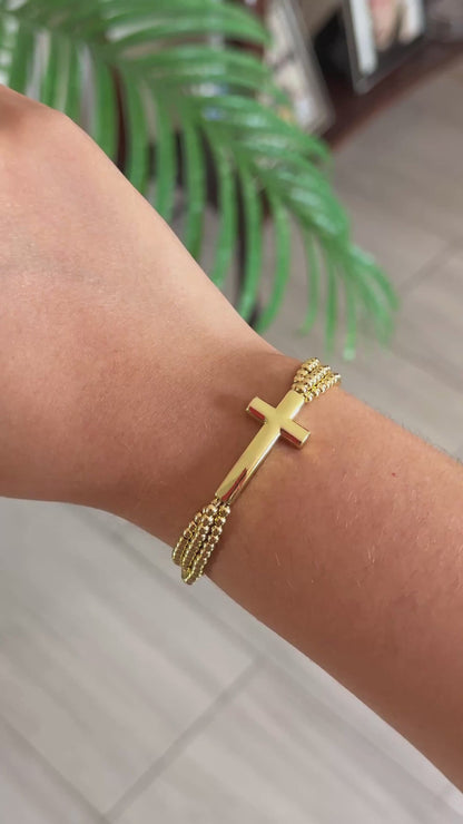 Brazalete balines con cruz bold